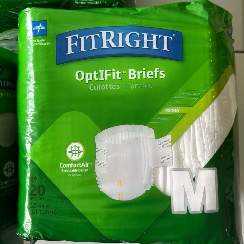 FitRight OptiFit Extra Incontinence Briefs Center Tab, Heavy Absorbency Medline